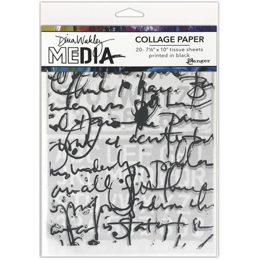 Dina Wakley Media Collage Tissue Paper 7.5"X10" 20 Pc - Text Collage - MDA77886