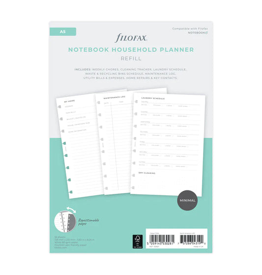 (PRE-ORDER) Filofax Household Planner Notebook Refill - A5 - 132927