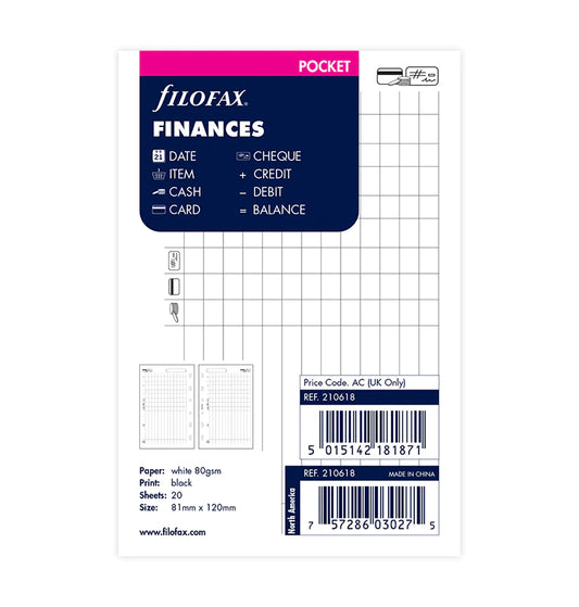 Filofax Finances Refill - Pocket - 210618