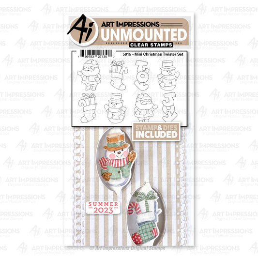 Art Impressions Mini Christmas Twisters Stamps and Dies Set - 5815