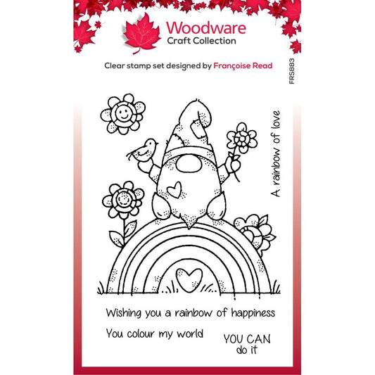 Woodware Clear Stamps 4"X6" - Singles Rainbow Gnome - FRS883