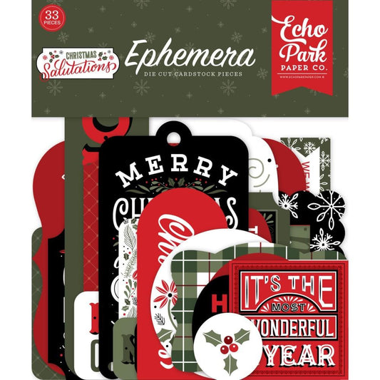 Echo Park Cardstock Ephemera 33 Pc - Icons, Salutations Christmas - AC255024