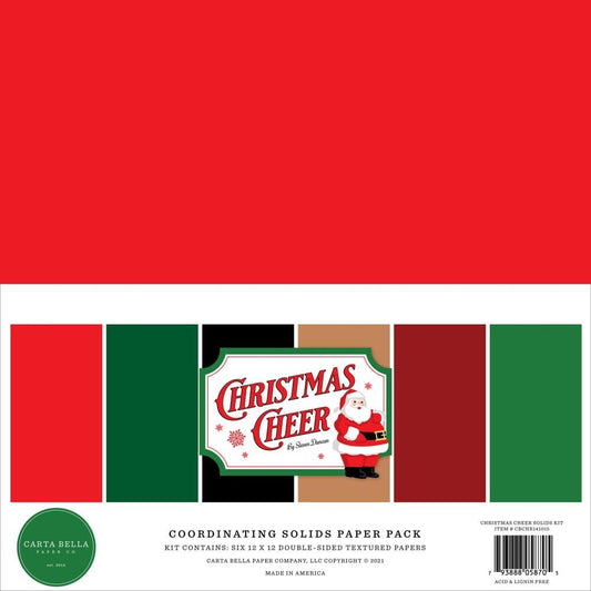 Carta Bella Double-Sided Solid Cardstock 12"X12" 6 Pc - Christmas Cheer - HR141015