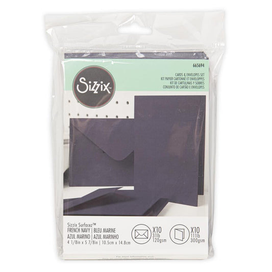 Sizzix Surfacez Card & Envelope Pack A6 10 Pc - French Navy - 665694