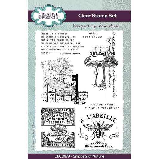 Creative Expressions Clear Stamp Set By Sam Poole 6"X4" Snippets Of Nature 7Pc - CEC1029