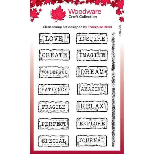 Woodware Clear Stamps 4"X6" Junk Labels 15 Pc - FRS996