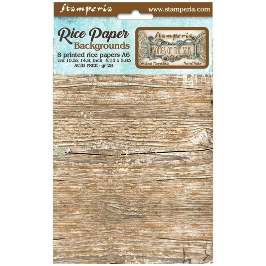 Stamperia Assorted Rice Paper Backgrounds A6 8 Sheets Songs Of The Sea - FSAK6010