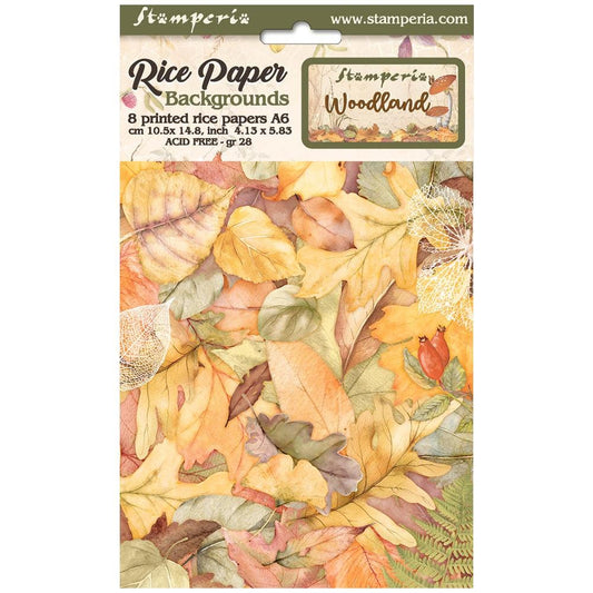 Stamperia Assorted Rice Paper Backgrounds A6 8  Sheets Woodland - FSAK6011