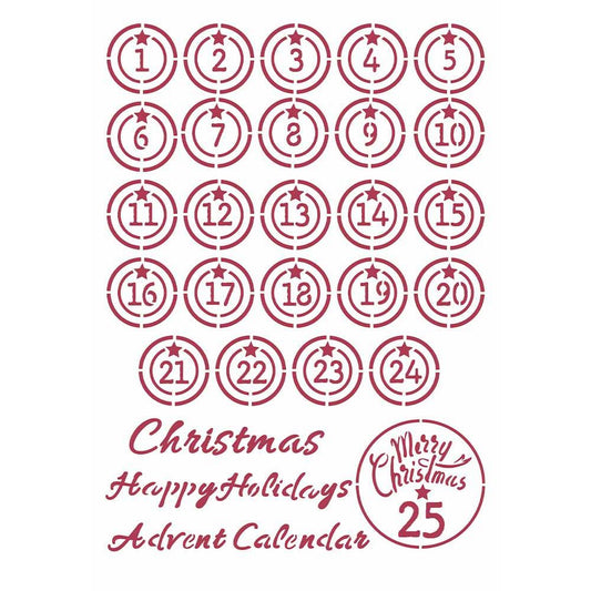 Stamperia Stencil G 8.27"X11.69" Advent, Christmas Patchwork - KSG475