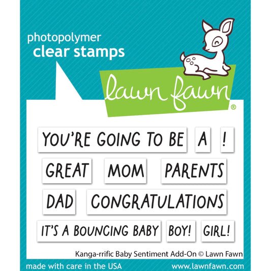 Lawn Fawn Kanga-Rrific Baby Sentiment Add-On Stamps - LF3348