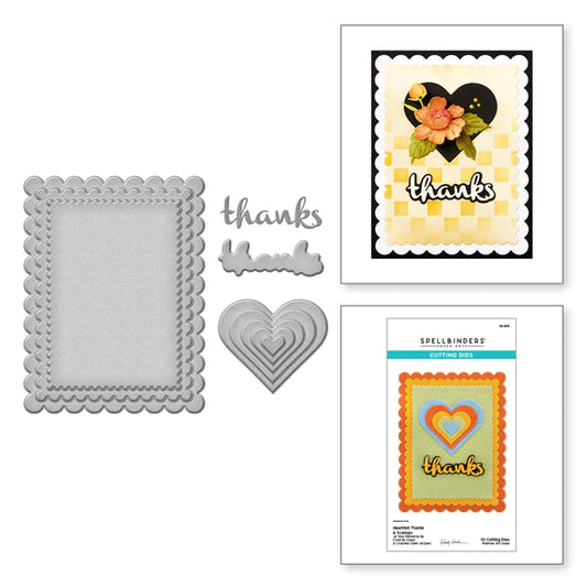 Spellbinders Heartfelt Thanks & Scallops Etched Dies from the From the Garden Collection by Wendy Vecchi - S5-616