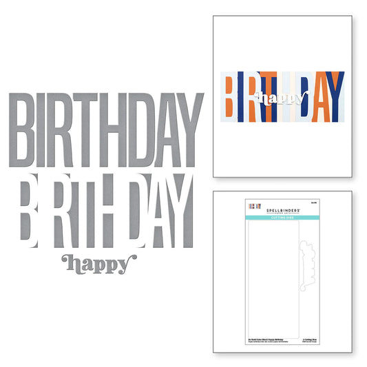 Spellbinders Be Bold Color Block Happy Birthday Etched Dies from the Be Bold Color Block Collection - S6-178