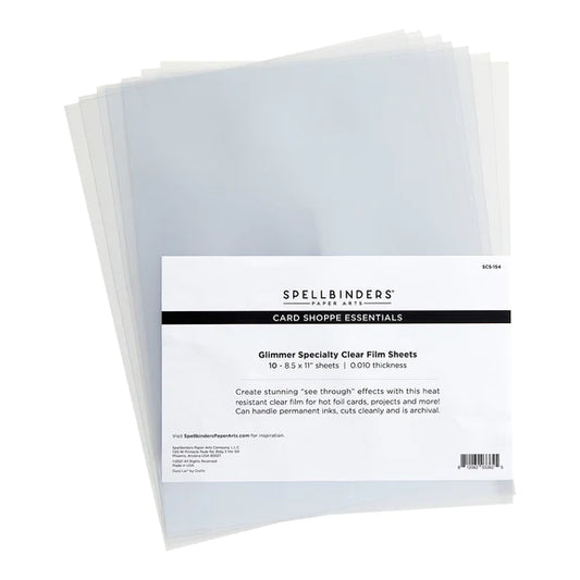 Spellbinders Glimmer Specialty Clear Film Sheets 8 1/2" x 11" - 10 Pack - SCS-154