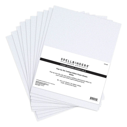 (PRE-ORDER) Spellbinders Pop-Up Die Cutting Glitter Foam Sheets White 10 Pc - SCS-291