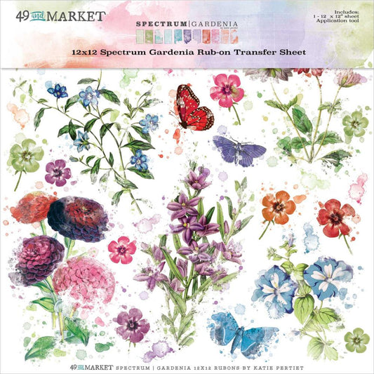 49 & Market Spectrum Gardenia Rub-Ons 12"X12" 1 Sheet - SG23701