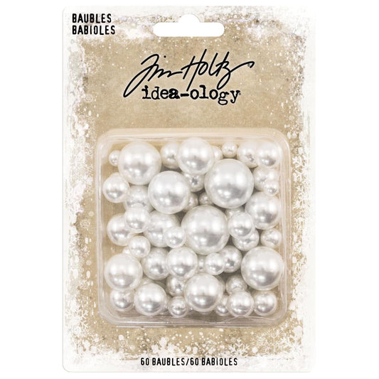 Tim Holtz Idea-Ology Pearl Baubles 60 Pc Undrilled Cream Pearls - TH94099