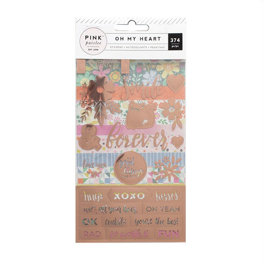 Pink Paislee Paige Evans Oh My Heart Sticker Book - Rose Gold Foil - 374 Pcs - 310522
