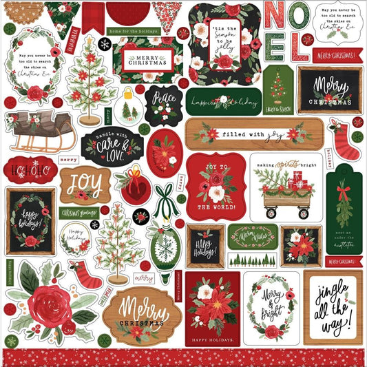 Carta Bella Happy Christmas Cardstock Stickers 12"X12" - Elements - XM140014