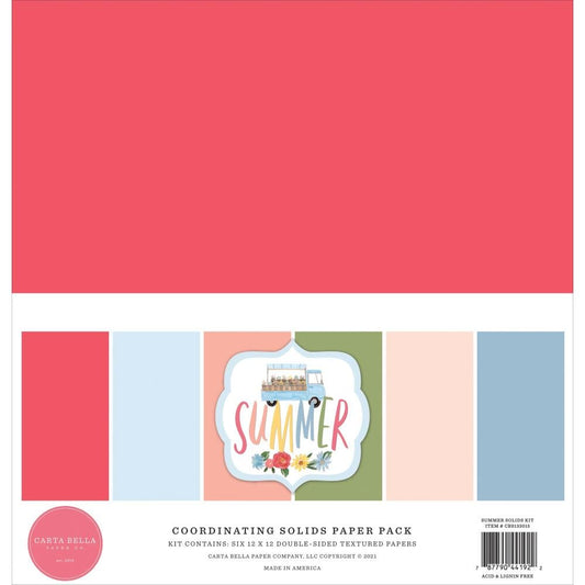 Carta Bella Double-Sided Solid Cardstock 12"X12" 6 Pc - Summer -BS133015
