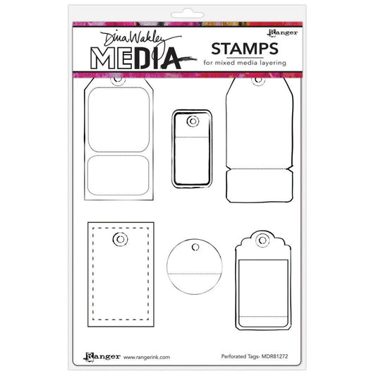 Dina Wakley Media Cling Stamps 6"X9" - Perforated Tags - MDR81272
