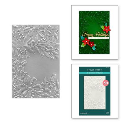 Spellbinders 3D Embossing Folder 5.5"x8.5" Holiday Floral Swag - E3D041