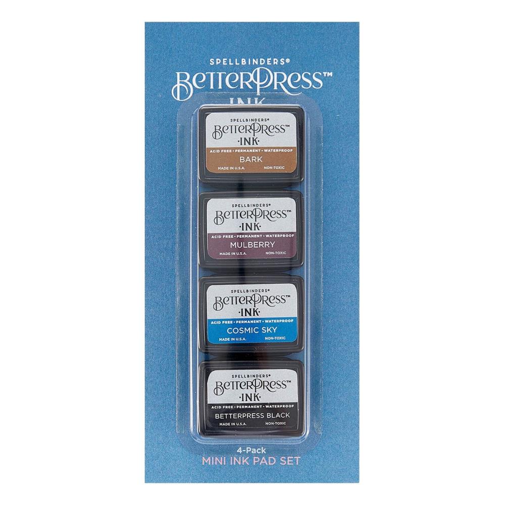 Spellbinders BetterPress Letterpress Mini Ink Pad Set 4 Pc Regal Tones - BPI-003