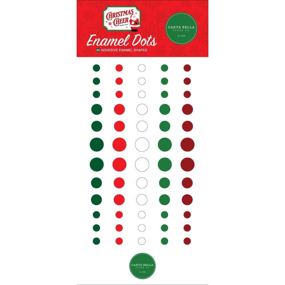 Carta Bella Adhesive Enamel Dots 60 Pc - Christmas Cheer - HR141028