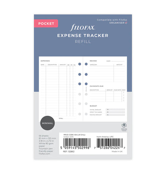 (PRE-ORDER) Filofax Expense Tracker Refill - Pocket - 132862