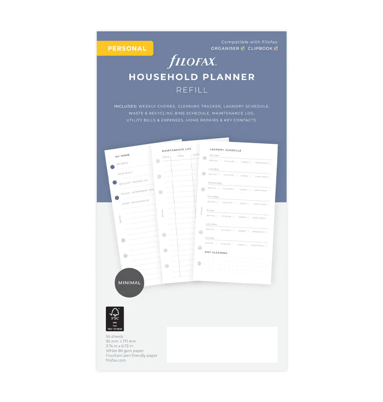 (PRE-ORDER) Filofax Household Planner Refill - Personal - 132925