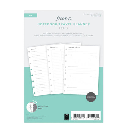 (PRE-ORDER) Filofax Travel Planner Notebook Refill - A5 - Filofax 132930