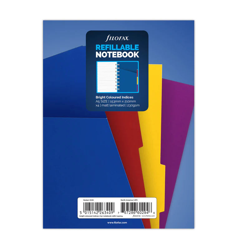 (PRE-ORDER) Filofax Bright A5 Notebook Dividers - 152014