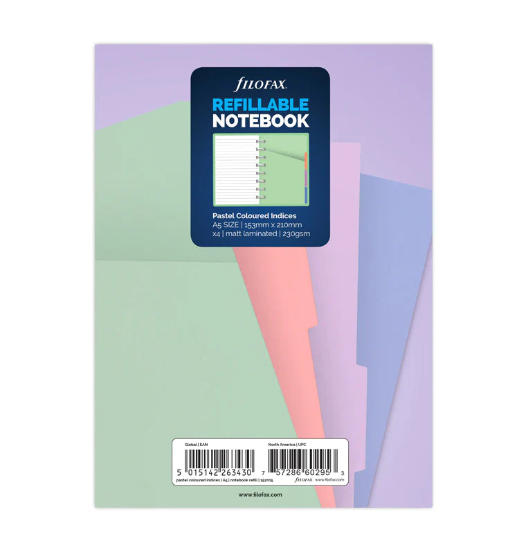 (PRE-ORDER) Filofax Pastel A5 Notebook A5 Dividers - 152015