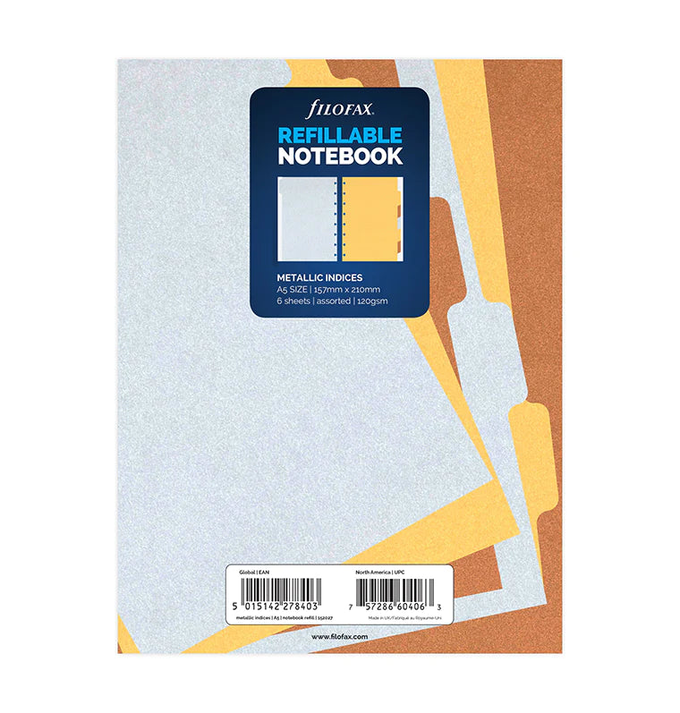 (PRE-ORDER) Filofax Metallic A5 Notebook A5 Dividers - 152027