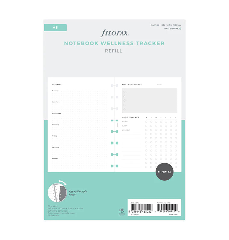 (PRE-ORDER) Filofax Wellness Tracker Notebook Refill - A5 - 152033