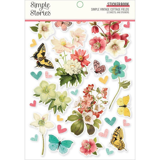 Simple Stories Sticker Book 12 Sheets - Simple Vintage Cottage Fields 648 pc - CF14723