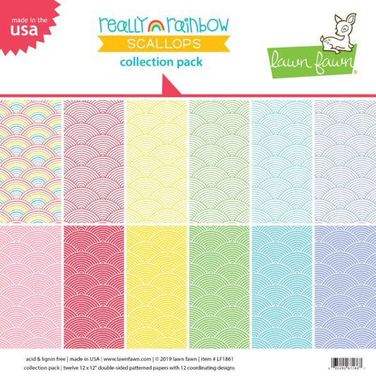 Lawn Fawn really rainbow scallops collection Paper Pack - lf1861