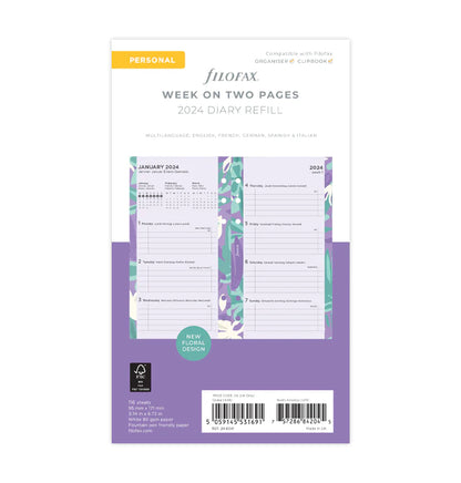 (PRE-ORDER) Filofax Floral Illustrated Diary Refill Pack - Personal 2024 Multilanguage
