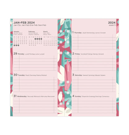 (PRE-ORDER) Filofax Floral Illustrated Diary Refill Pack - Personal 2024 Multilanguage