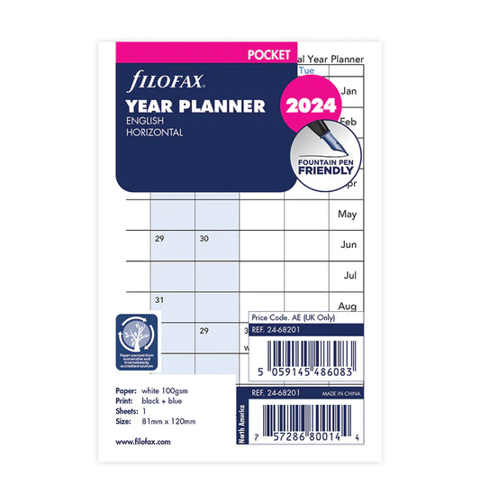 (PRE-ORDER) Filofax Horizontal Year Planner - Pocket 2024