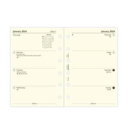 Filofax Week On Two Pages Diary - Pocket Cotton Cream 2024 English - 2468224