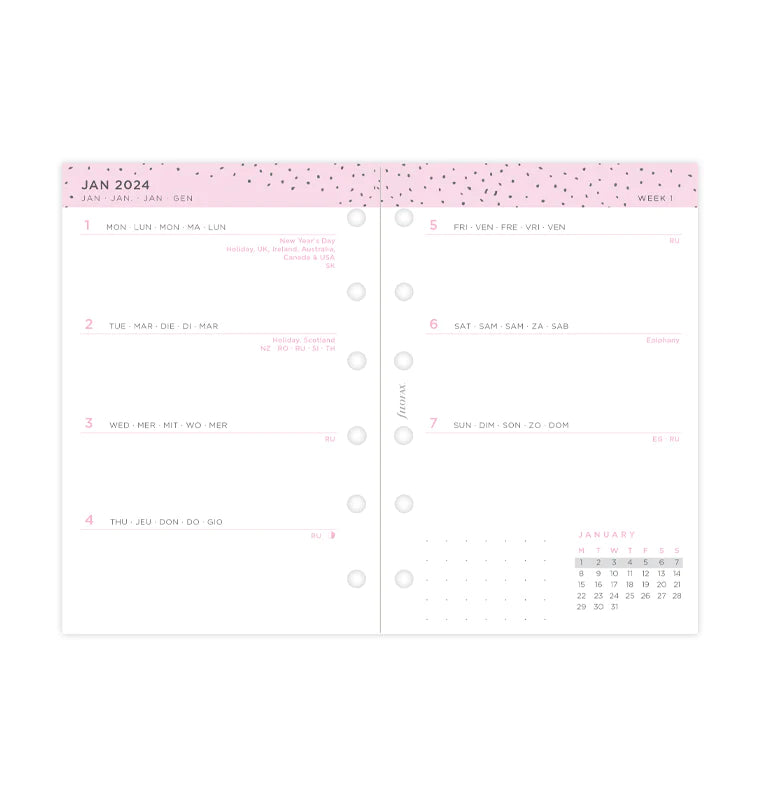 (PRE-ORDER) Filofax Confetti Week On Two Pages Diary - Pocket 2024 Multilanguage - 24-68291