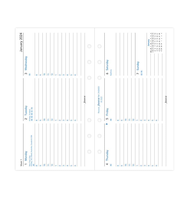 (PRE-ORDER) Filofax Week On Two Pages Diary With Appointments Horizontal - Personal 2024 English