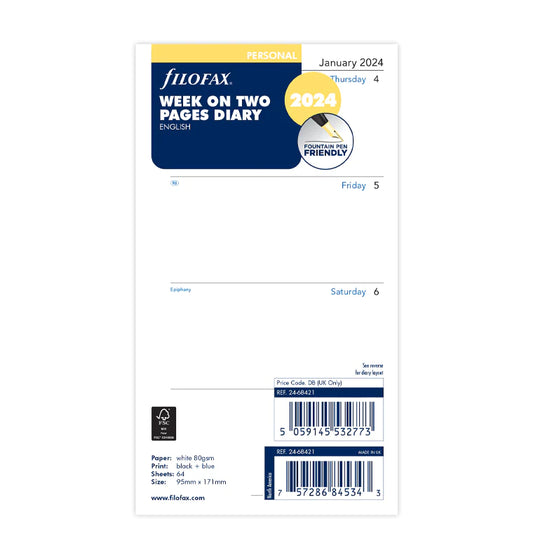 Filofax Week On Two Pages Diary - Personal 2024 English - 2468421