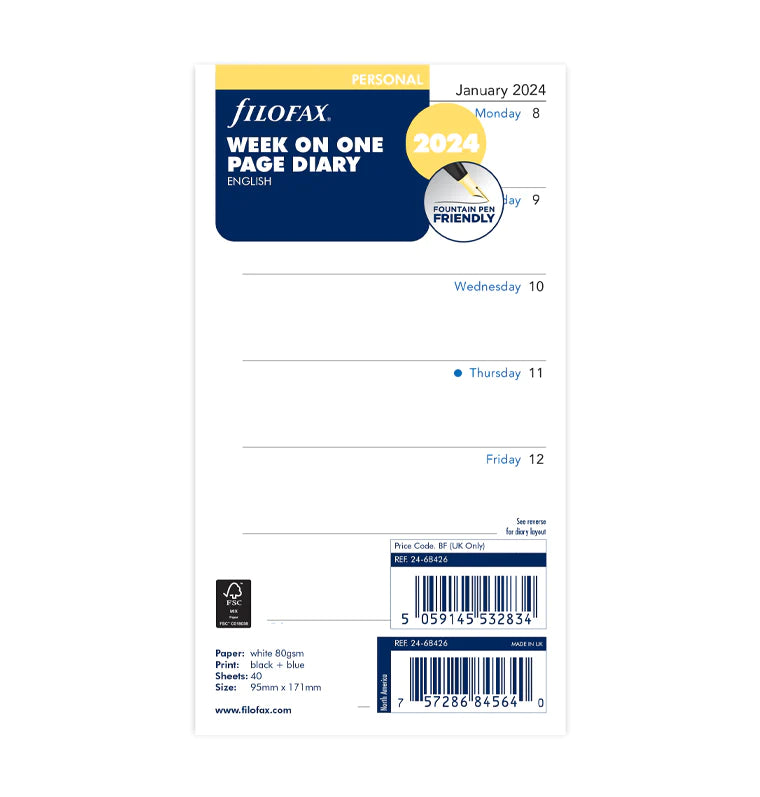 Filofax Week On One Page Diary - Personal 2024 English - 2468426