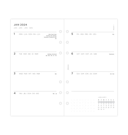 (PRE-ORDER) Filofax Minimal Week On Two Pages Diary - Personal 2024 Multilanguage