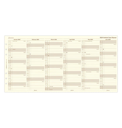 (PRE-ORDER) Filofax Vertical Year Planner - A5 Cotton Cream 2024 English