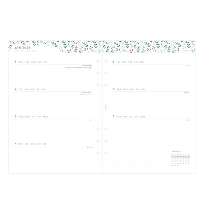 (PRE-ORDER) Filofax Garden Week On Two Pages Diary - A5 2024 Multilanguage