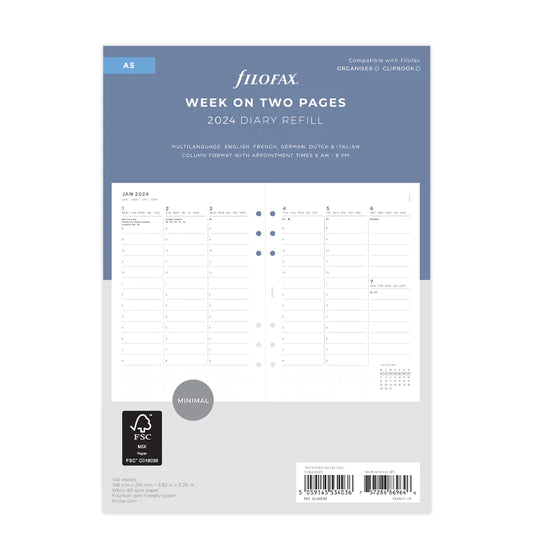 (PRE-ORDER) Filofax Minimal Week On Two Pages Vertical Diary - A5 2024 Multilanguage