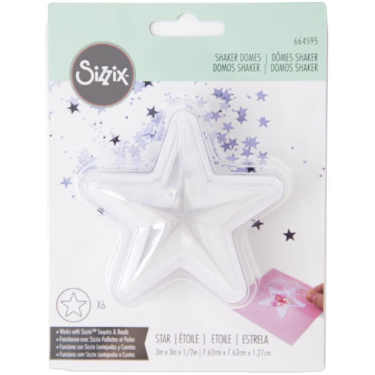 Sizzix Making Essentials Shaker Domes - Star 3", 6 Pc - SIZSD6 64595