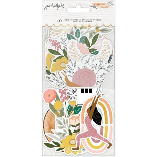 Jen Hadfield Peaceful Heart Ephemera Cardstock Die-Cuts - Icon W/Gold Foil Accents - JH008016